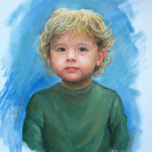 Портрет на дете на син фон