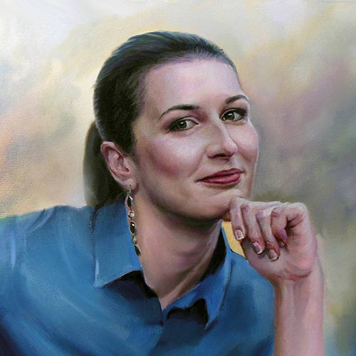 Картина на жена в синьо