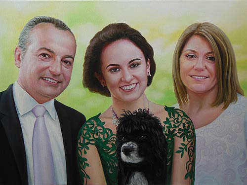 Троен портрет с кученце